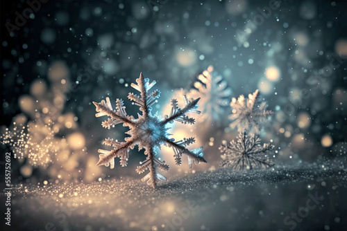 Snowflakes falling snow with lights
Generative ai