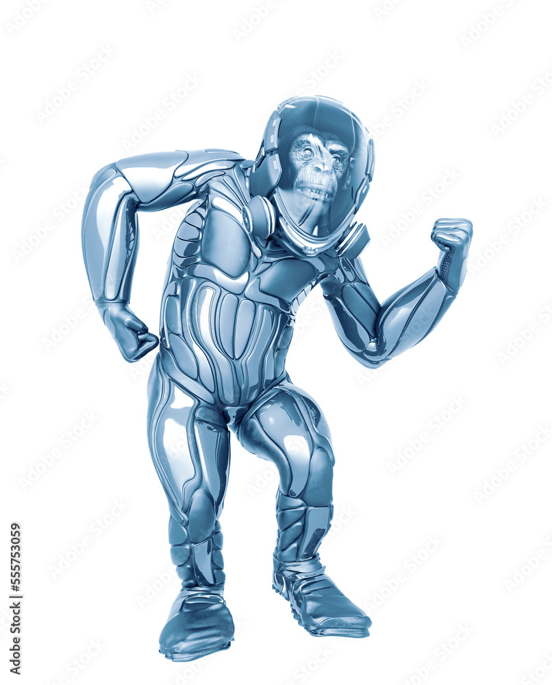chimpanzee astronaut got the power in white background chimpanzee astronaut got the power in white background