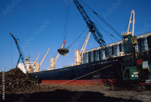 Loading Scrap Iron onto Ship, Duluth, Minnesota, USA photo