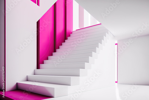 white and pink modern stylish stairway indoor