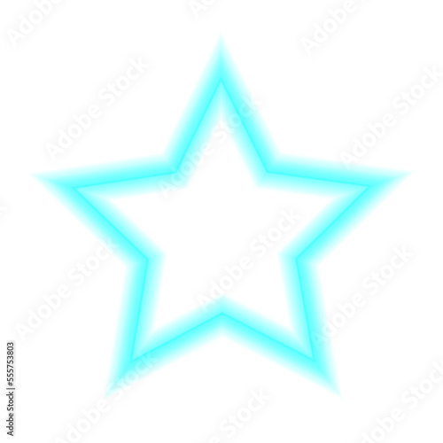 Blue Neon lamp  glowing star icon. Button for presentation design. Fluorescent object. Luminescent illumination ad Sign holiday shape. Png.