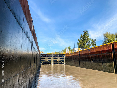 Brown water in a lock on the Erie Canal in New York State