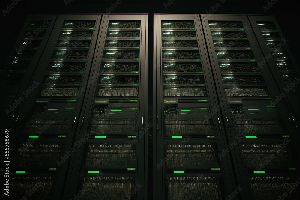 data center containing computers and storage devices and dark servers