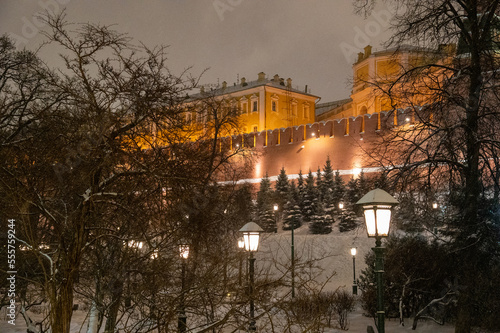 Moscow, Russia - December 17, 2022: Snow-covered streets and houses of cold and winter Moscow © Nikolay Denisov