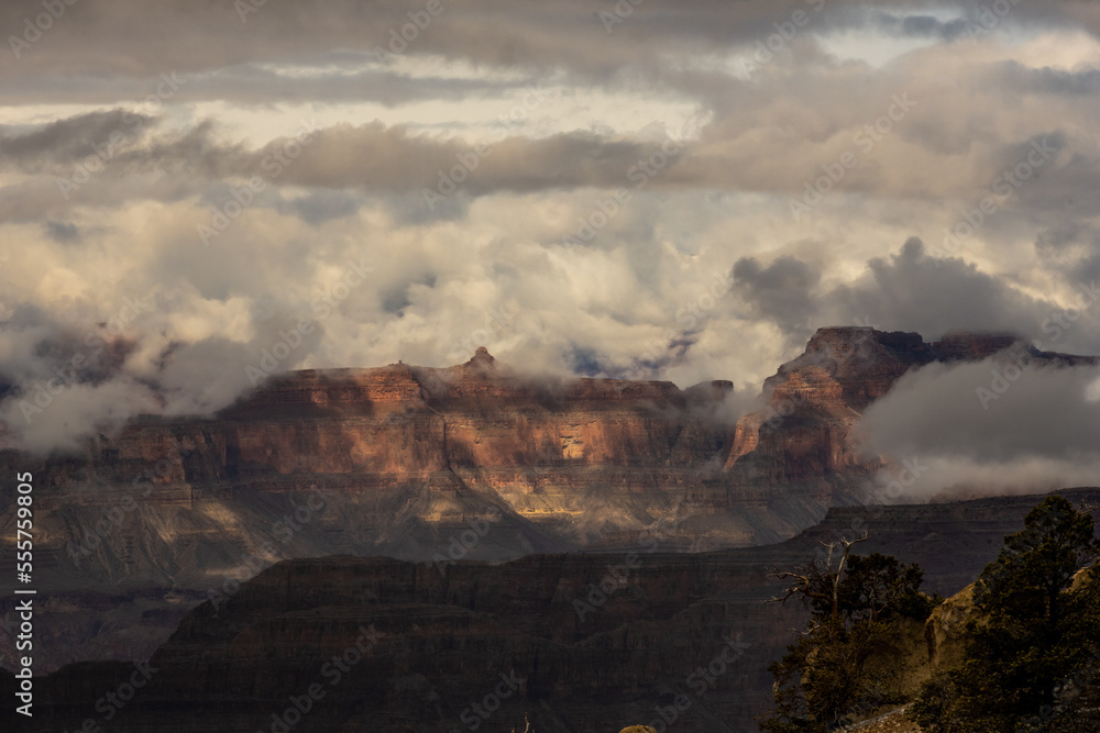 Clouds Drop into the Layers of the Grand Canyon