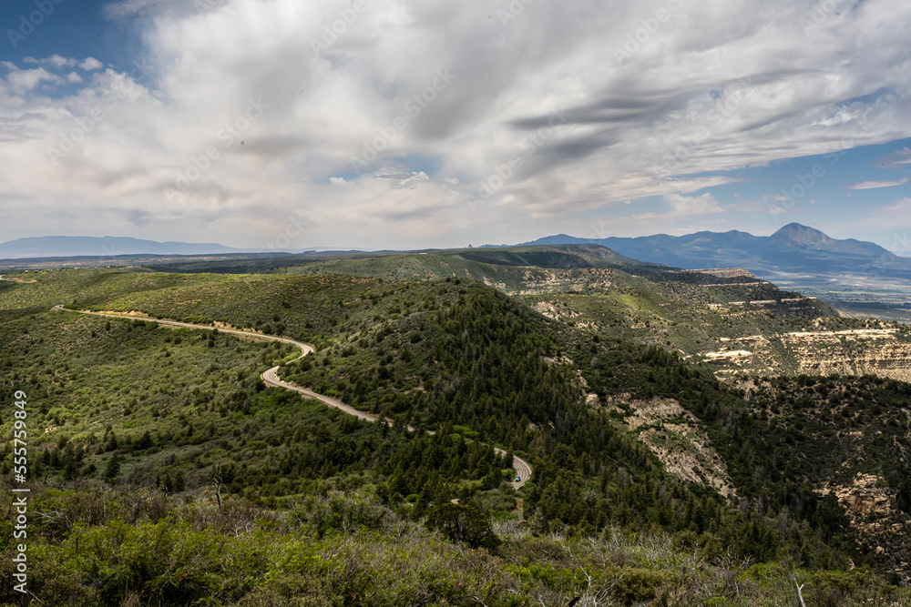 Clouds Smear Over Winding Road through Mesa Verde