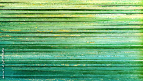 Old background of green wooden planks board texture.