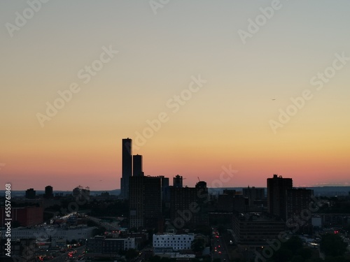 sunset over the city