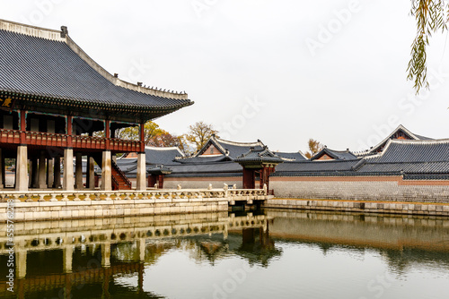 Exterior of a pavillion of the Gyeongbokgung palace in Seoul  South Korea  Asia