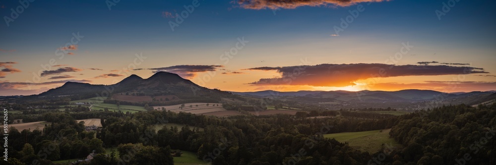 Sunset over Scott's View, in the Scottish Borders