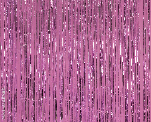 Christmas background and texture. Silver tinsel. Processed: toning in pink