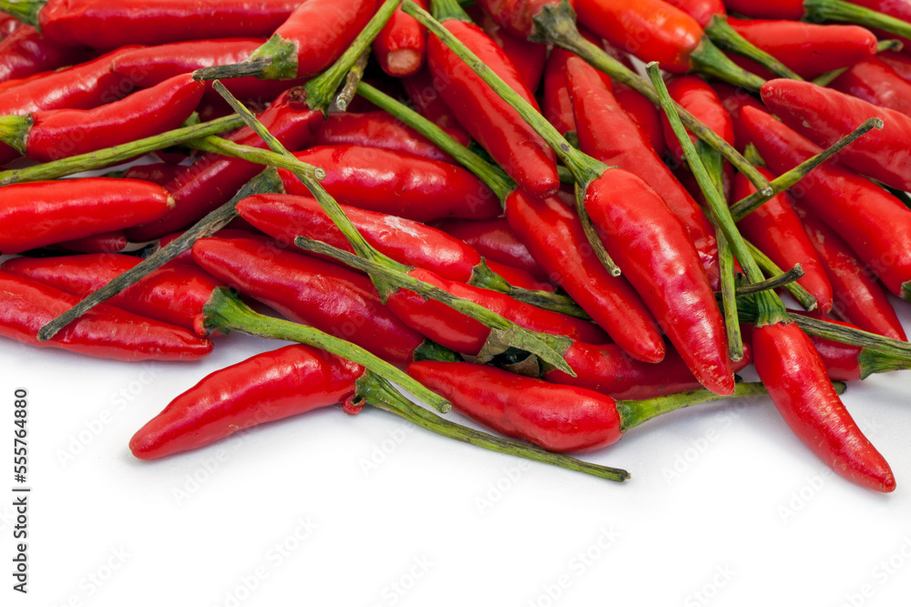 Stack of Brazilian Red Pepper on white background. Space for text Stack of Brazilian Red Pepper on white background. Space for text