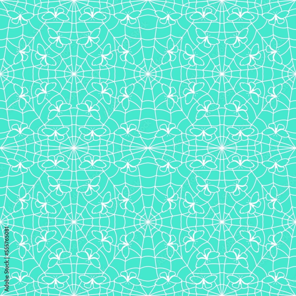 Summer butterfly web seamless animals line art doodle pattern for wrapping paper and kids clothes print and fabrics