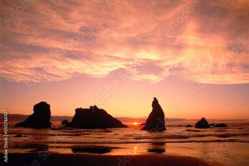 Bandon Beach at Sunset Oregon, USA