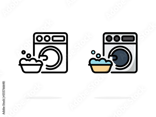 Laundry vector washing icons for banner button logo web app - Vector