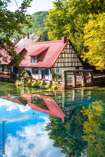 Blautopf the spring of the river Blau, Blaubeuren near Ulm, Germany. photo