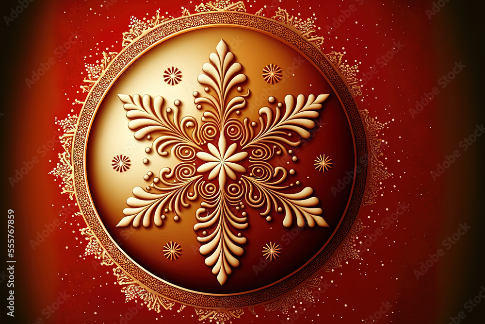 Fototapeta premium Christmas icon background with snowflakes. Generative AI