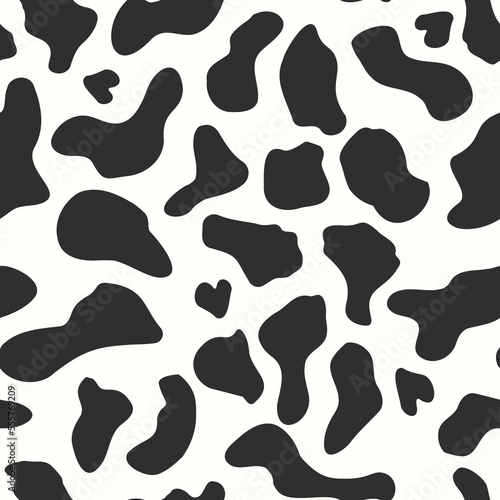 Cow marks vector seamless pattern. Heart shaped cow spots