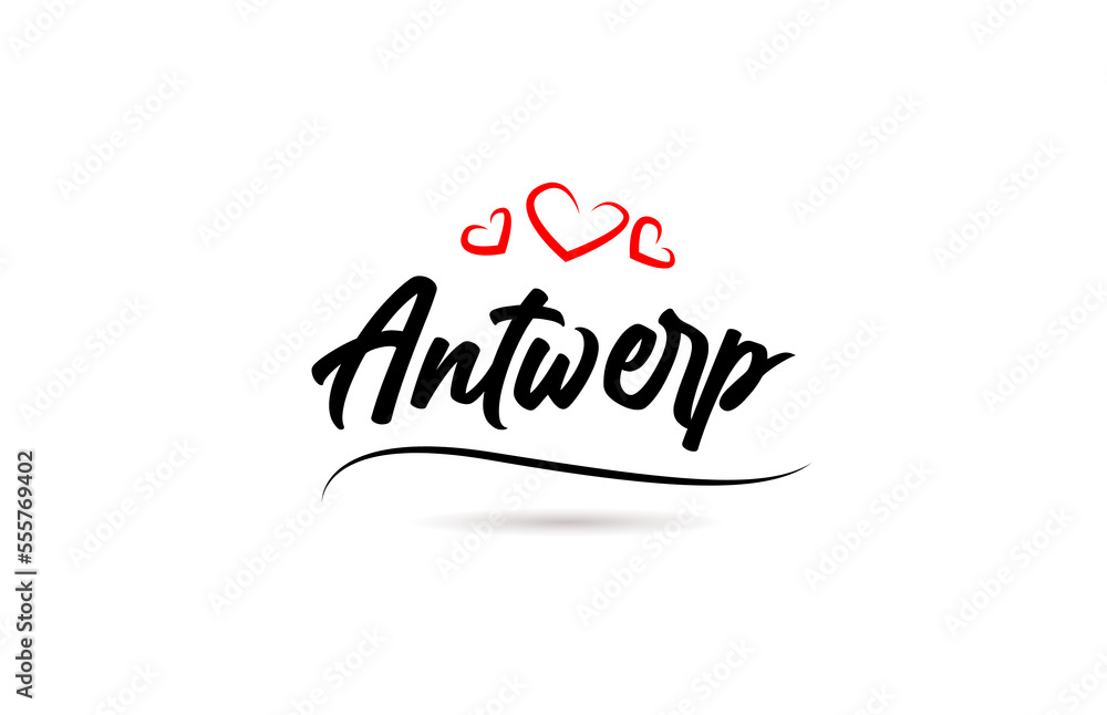 Antwerp european city typography text word with love. Hand lettering style. Modern calligraphy text Antwerp european city typography text word with love. Hand lettering style. Modern calligraphy text
