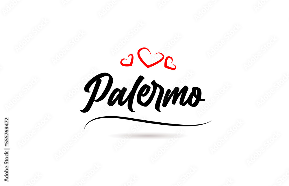 Palermo european city typography text word with love. Hand lettering style. Modern calligraphy text Palermo european city typography text word with love. Hand lettering style. Modern calligraphy text