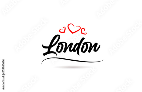London european city typography text word with love. Hand lettering style. Modern calligraphy text