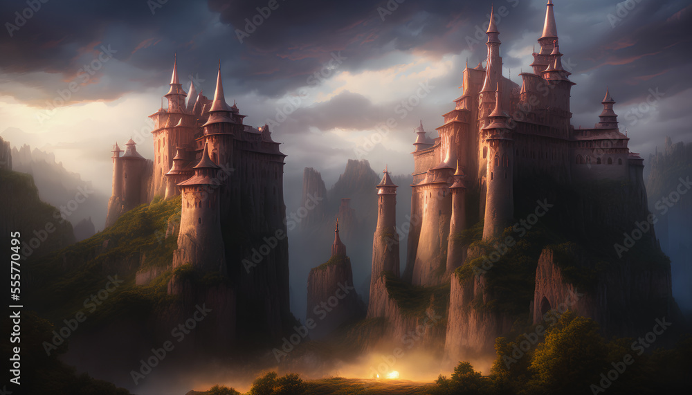 Artistic concept painting of medieval castle Stock Illustration | Adobe ...