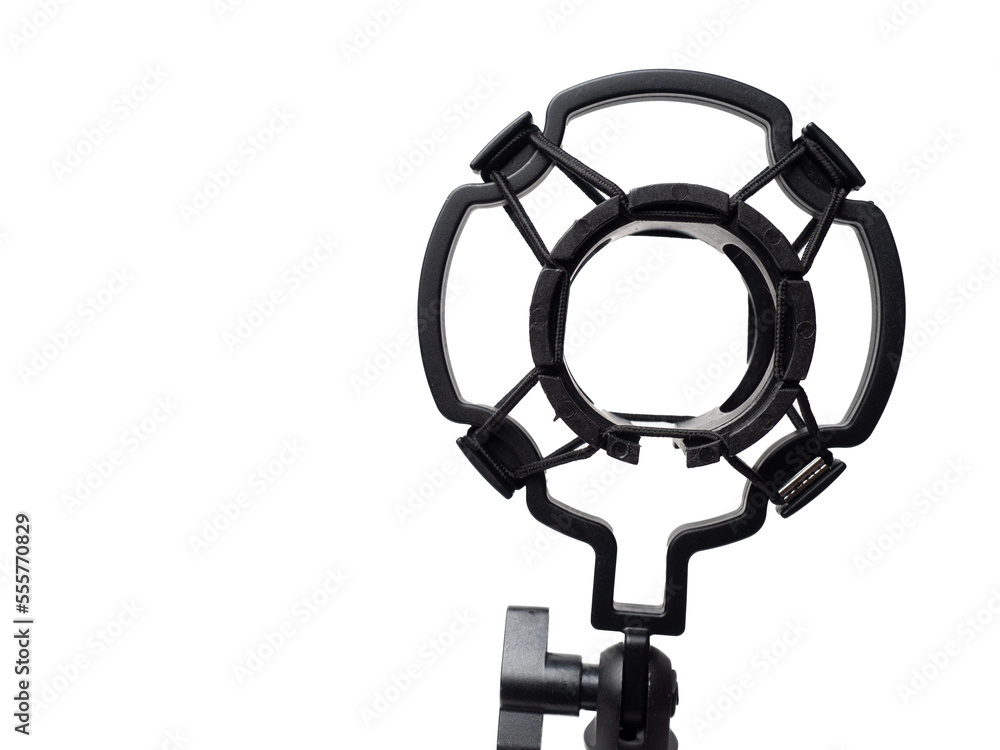 Picture of a black condenser microphone on a white isolated background Picture of a black condenser microphone on a white isolated background