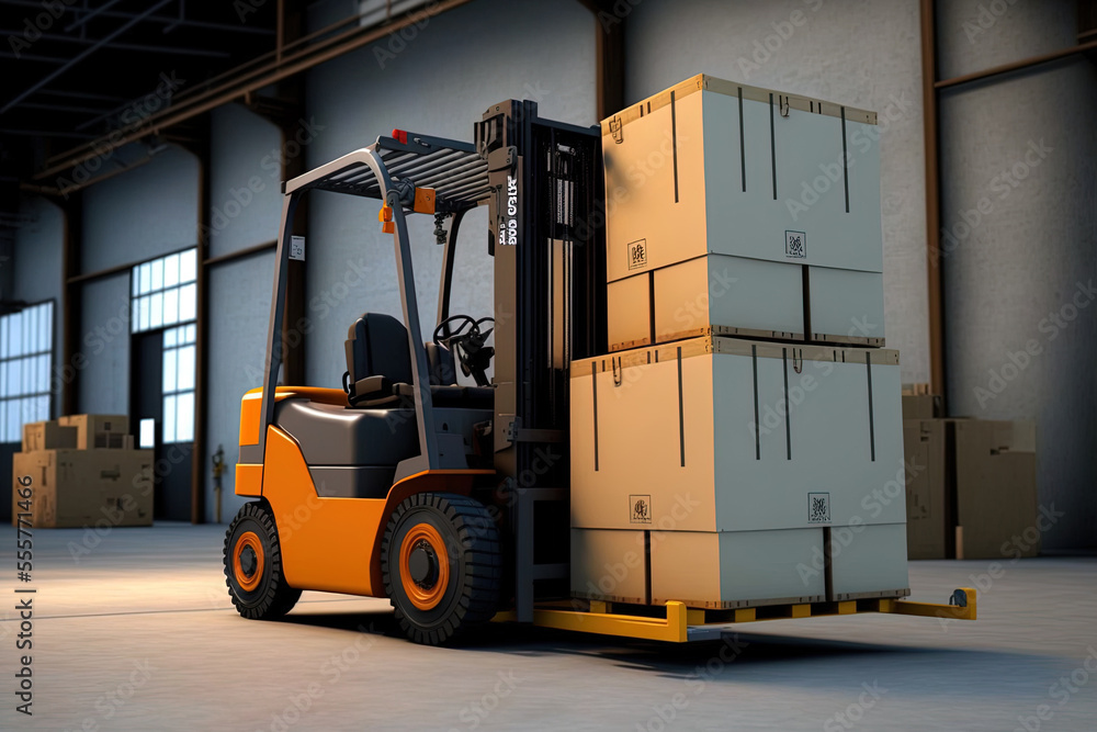 box forklifts will be used within warehouse hangars. storage facilities, equipment for warehouses. Generative AI