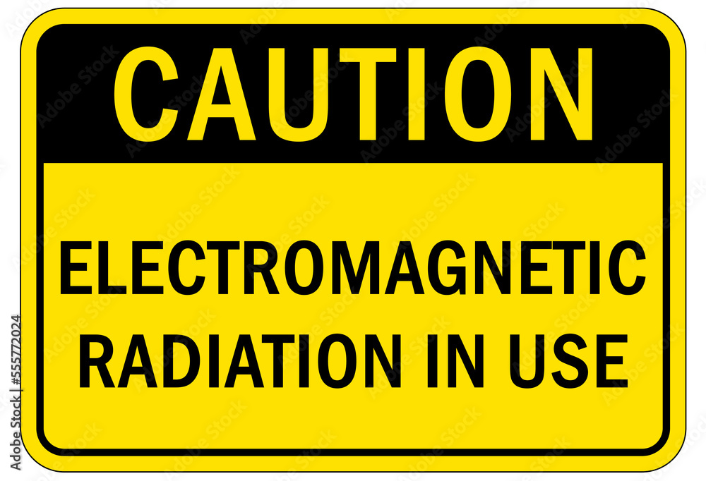 Electrical warning sign and labels electromagnetic radiation in use Electrical warning sign and labels electromagnetic radiation in use
