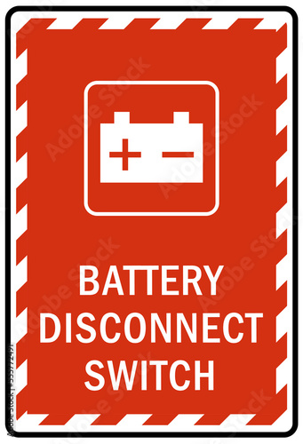 Electrical switch sign and labels battery disconnect switch