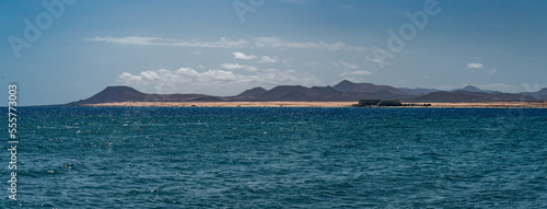 Amazing view of volcanos from the sea in Lanzarote