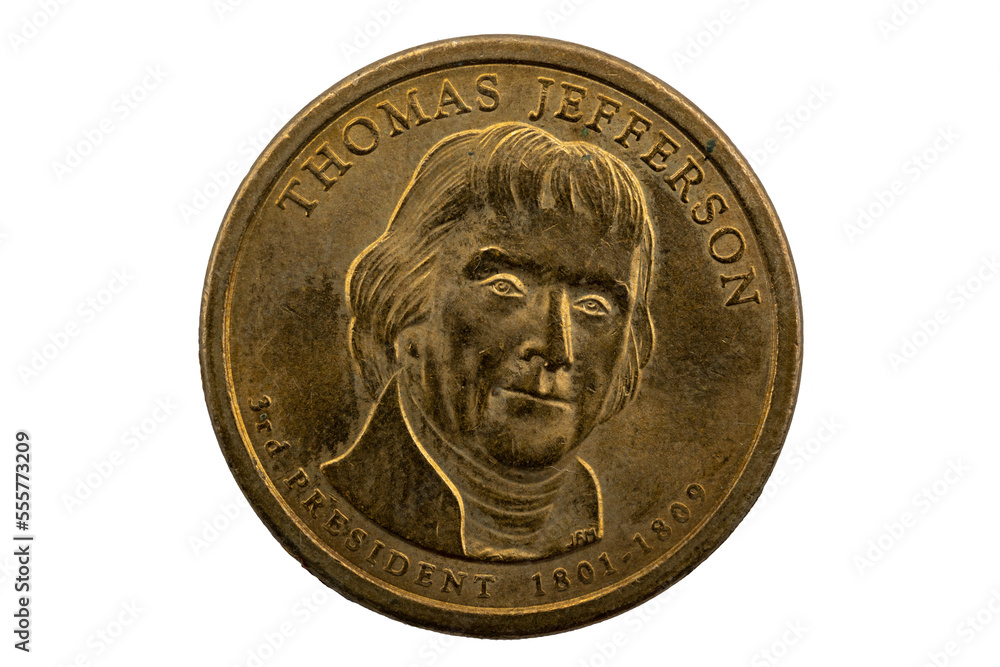 Thomas Jefferson Presidential one dollar Coin, Presidential dollar coin, 2007 Thomas Jefferson Presidential one dollar Coin, Presidential dollar coin, 2007