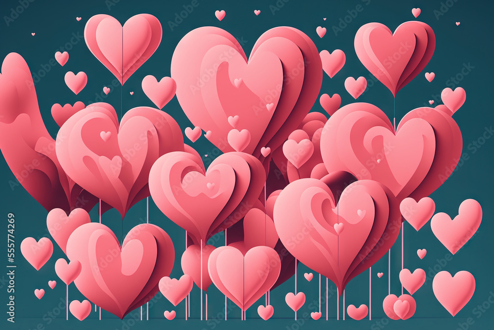 Happy Valentines day hearts. Cute love banner, romantic greeting card happy valentines day