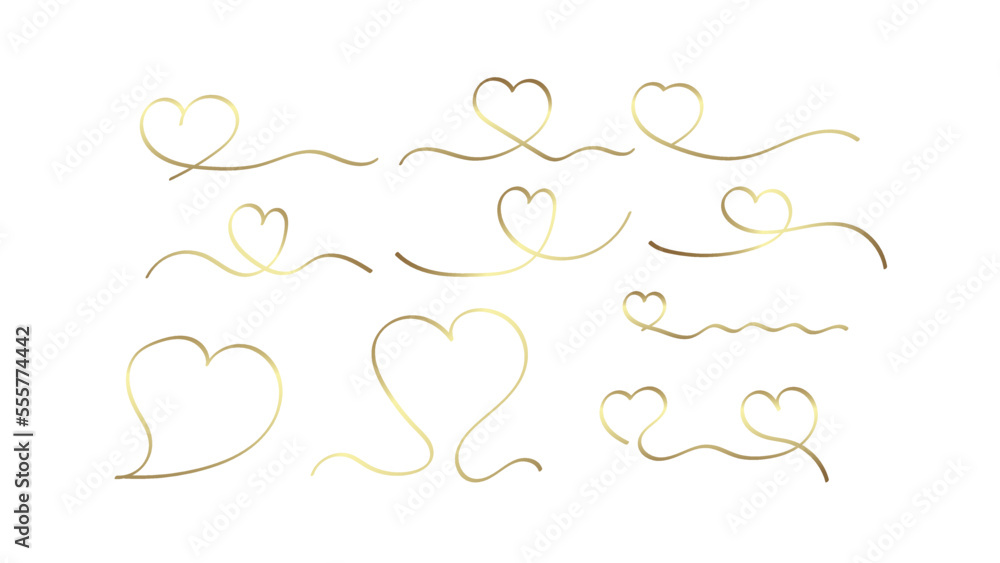 gold ribbon heart vector illustration