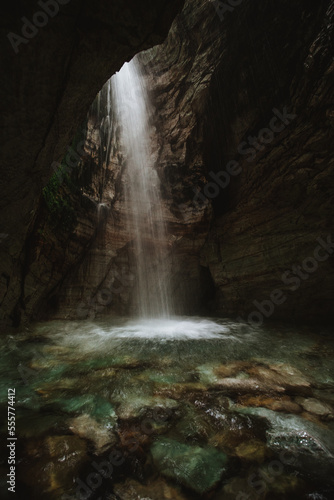 The trollkirka cave waterfall
