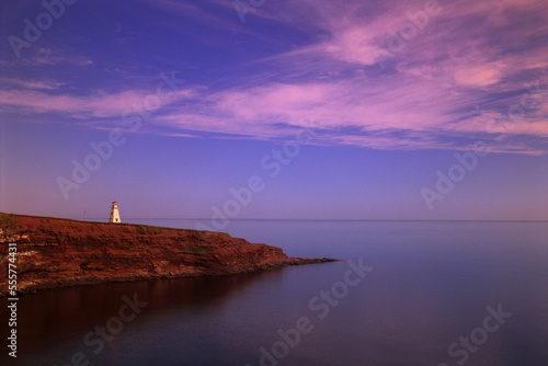 Cape Tryon Lighthouse and Gulf of St Lawrence at Sunrise, Cape Tyron, PEI, Canada