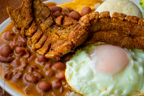 Paisa tray the most representative dish of Colombia and the emblem of Antioquia gastronomy photo