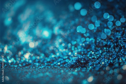 Shiny Blue Glitter In Abstract Defocused Background - Christmas And New Year Texture