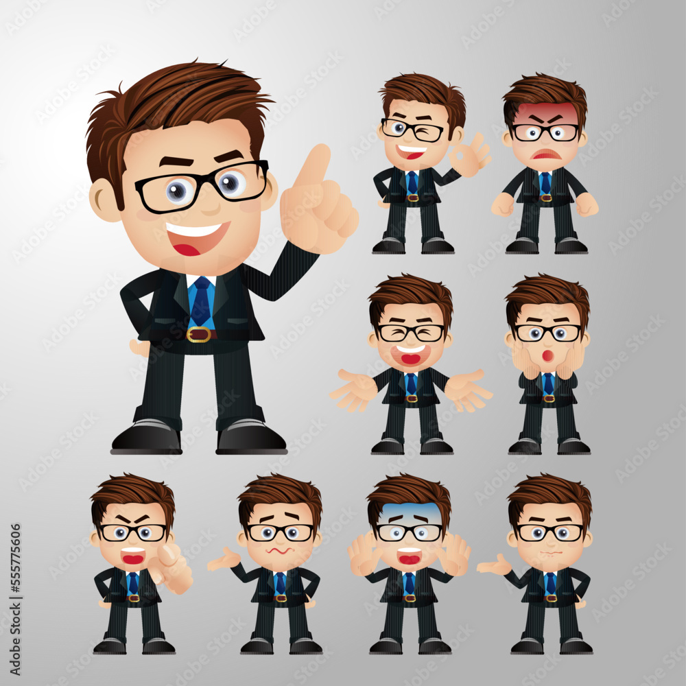 Business people expressions with different faces Business people expressions with different faces