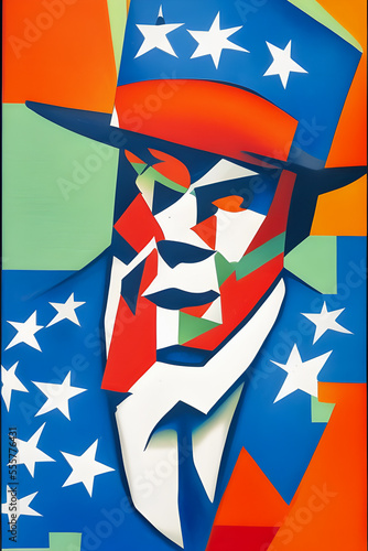 Uncle Sam character of the United States of America created using Generative AI