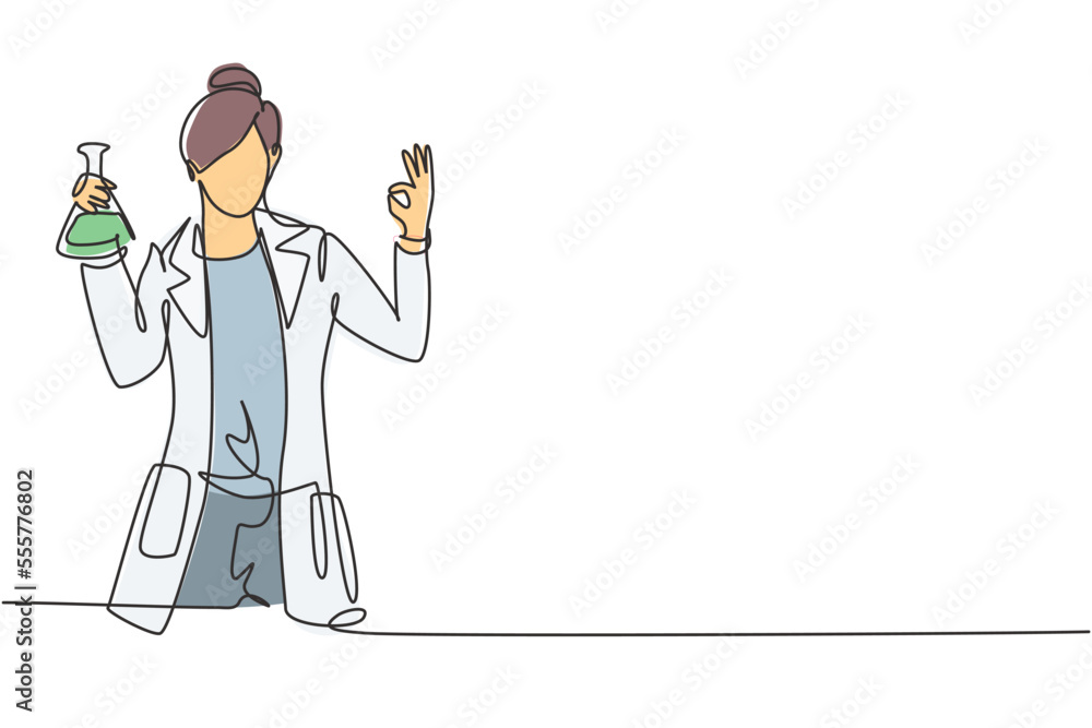 Single one line drawing of male scientist with... - Stock Illustration  [79267693] - PIXTA