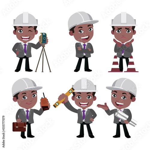 Building engineer with different poses