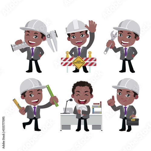 Building engineer with different poses