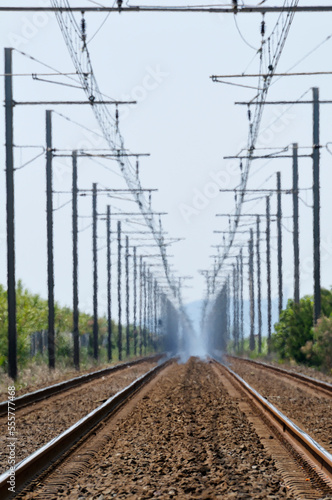 Train Tracks and Power Lines near Sete, France photo