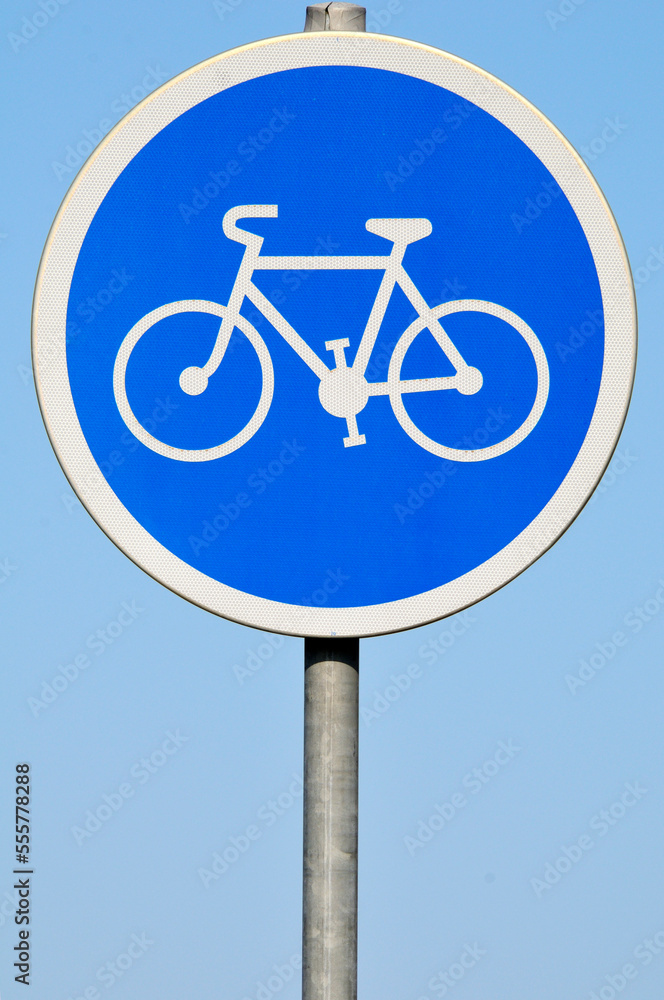 Bicycle Use Only Road Sign, Montpellier, Herault, France Bicycle Use Only Road Sign, Montpellier, Herault, France
