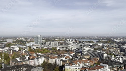 Hamburg city from St. Michael's Church perspective view