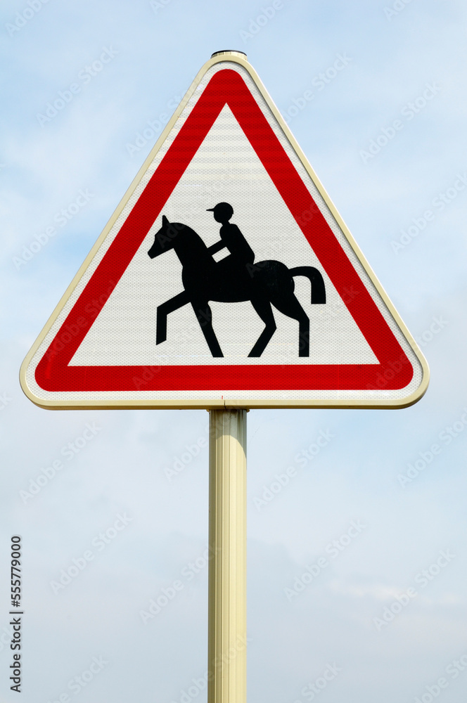 Close-up of Equestrian Crossing Sign, France Close-up of Equestrian Crossing Sign, France