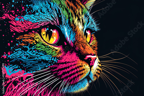 Amazing Cat Pop Art Illustration. Generative AI