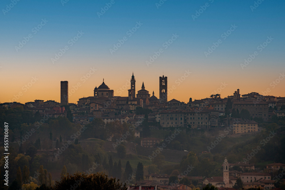 Sunset with Bergamo Citta Alta skyline