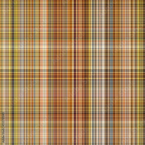 Woodland brown tartan seamless pattern textile. Tonal autumnal forest plaid with organic texture. Background of orange stripe for rough wallpaper. 